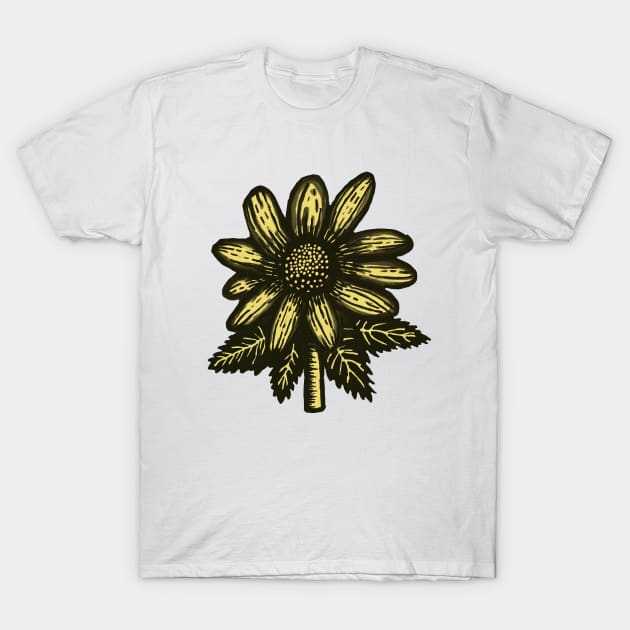 Rudbeckia Hirta woodcut T-Shirt by Dialon25